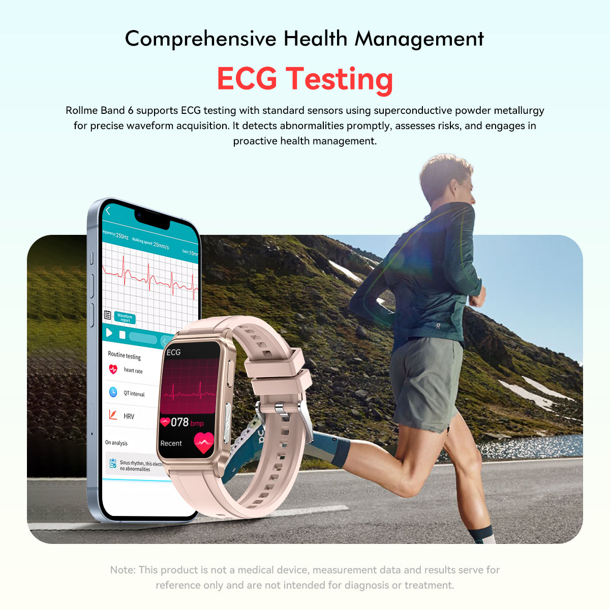Rollme watch Band 6 ECG Non-invasive blood glucose Smart watch Blood sugar