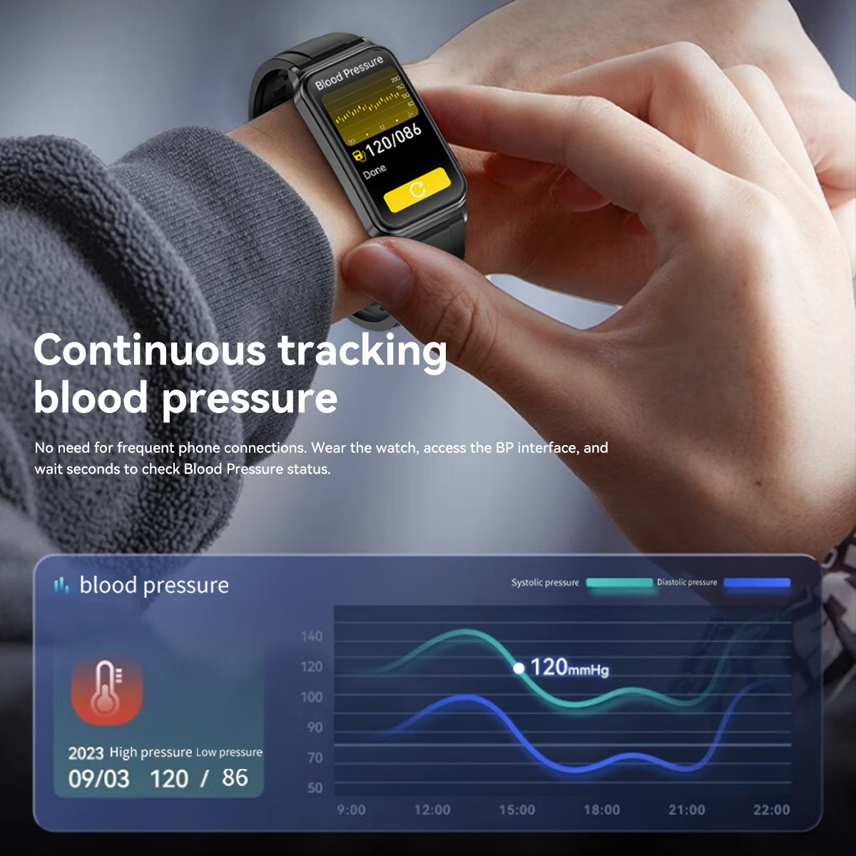 Rollme watch Band 6 ECG Non-invasive blood glucose Smart watch Blood sugar